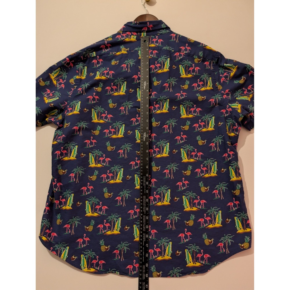 Ralph Lauren Button Down Mens XL Blue Excellent Flamingo Tropical Hawaiian Shirt - Picture 4 of 5